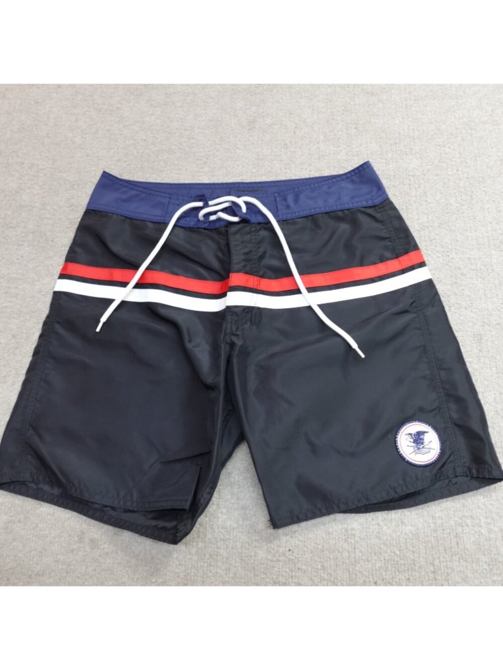 Freedom Artists Shorts 30 Black Nylon 7" Swim Drawstring Made in USA